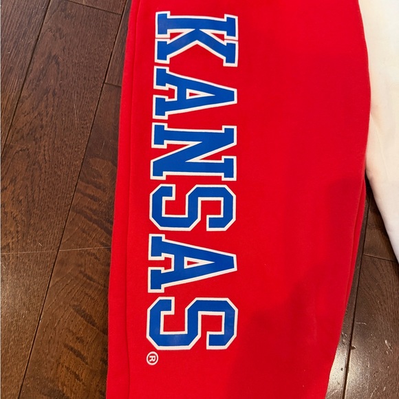 Kansas Two-Tone Red and White Adult Medium Sweatpants - Picture 5 of 6